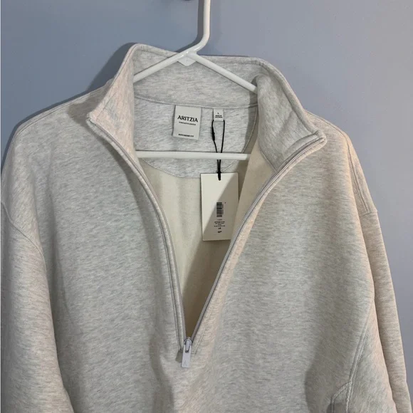 Aritzia cozy sweat fleece boyfriend half zip sweatshirt women’s size large - Picture 6 of 12